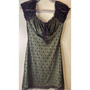 Cider Small Y2K Lace Mini Dress Floral Overlay Fairycore Whimsigoth Festival